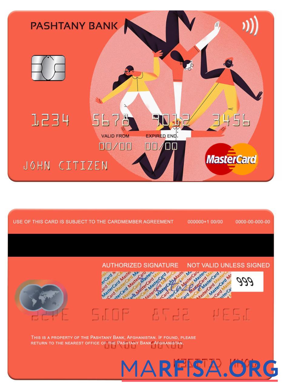 Афганистан Pashtany Банковский mastercard предпросмотр