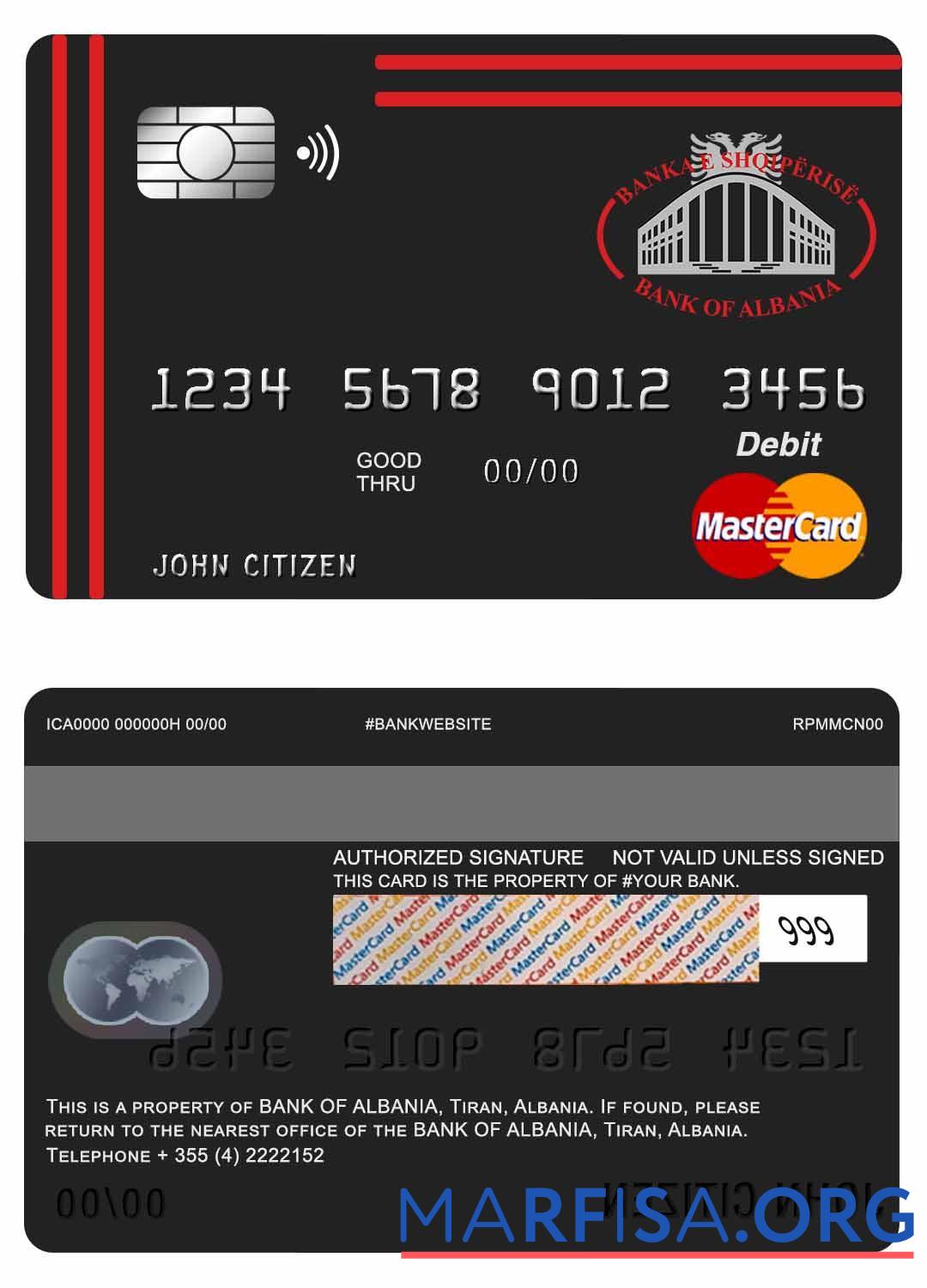 Албания Банковский of Албания mastercard Дебет Карта предпросмотр
