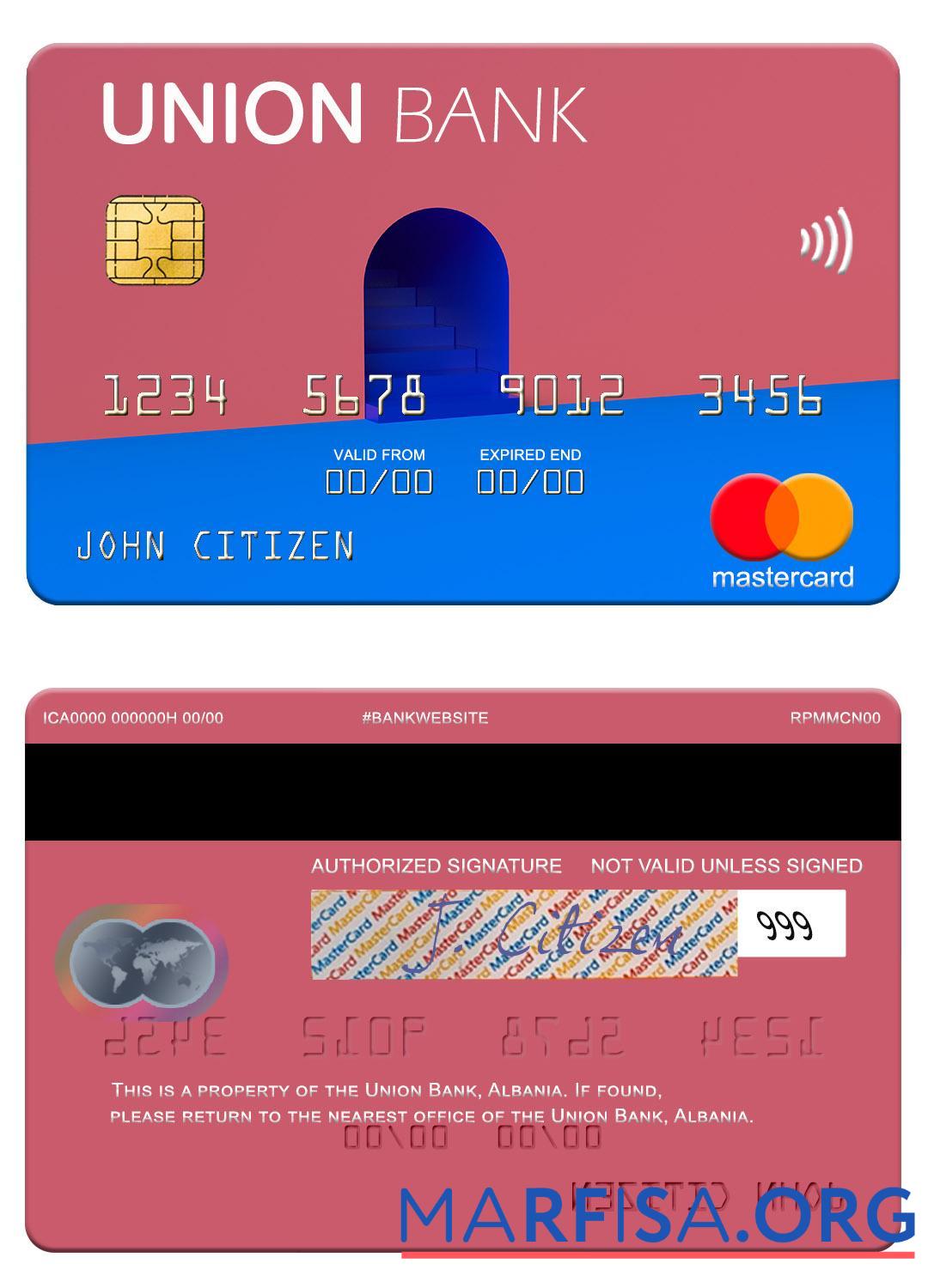 Албания союз Банковский mastercard макет