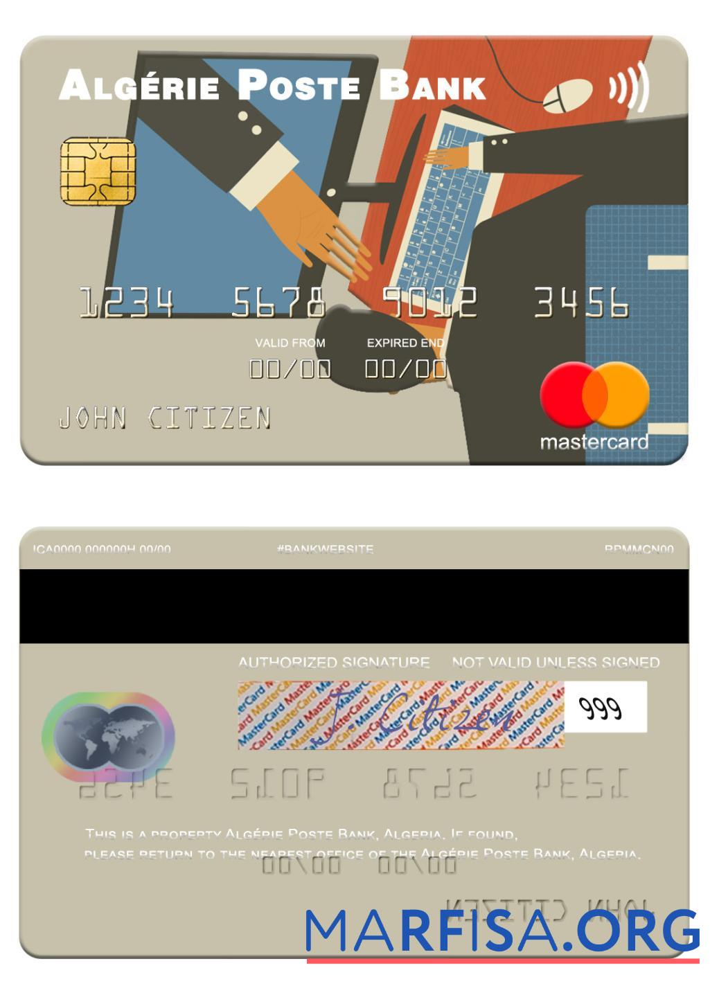 Алжир Alge╠ürie Poste Банковский mastercard шаблон
