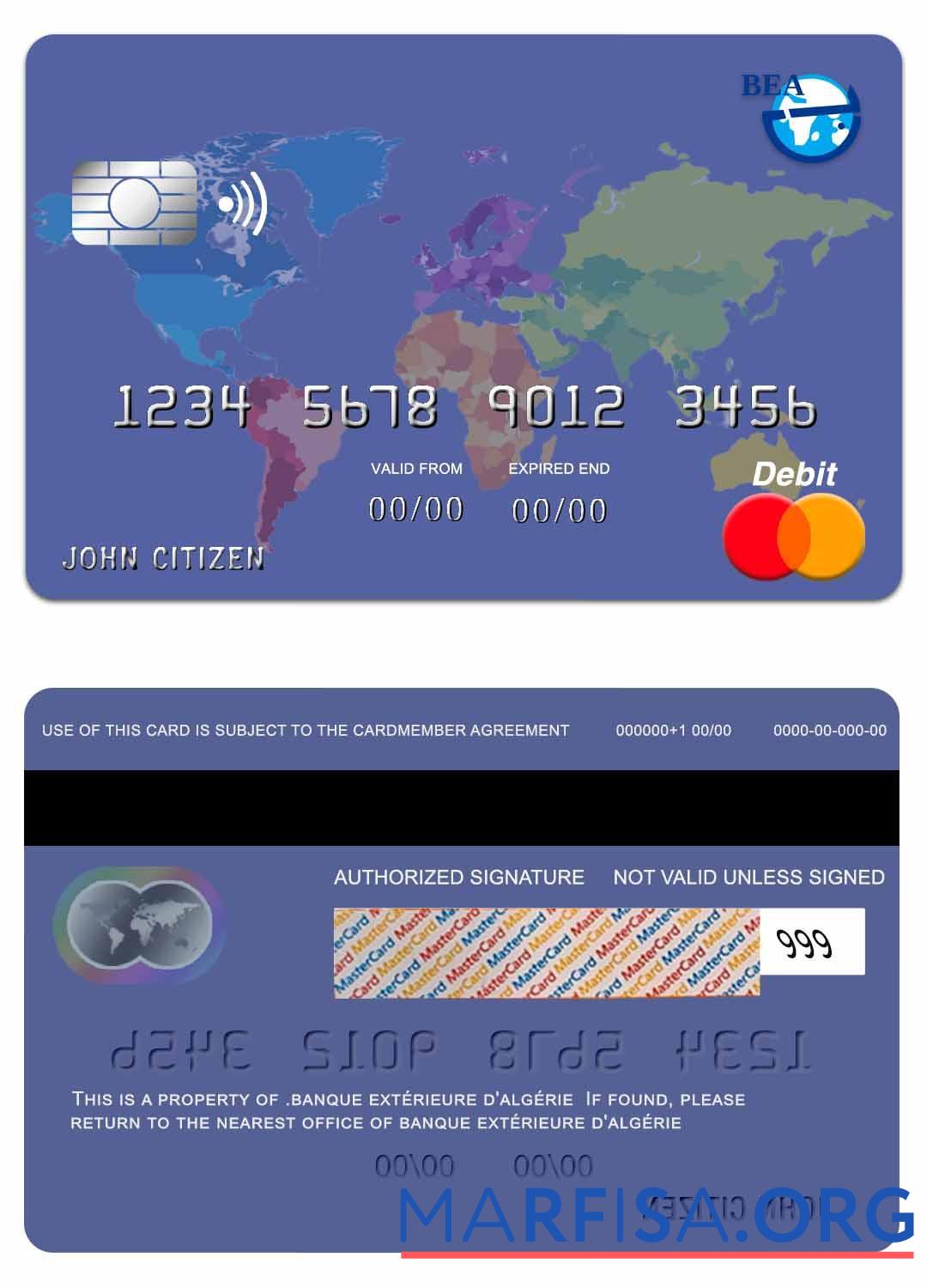 Алжир Banque Exte╠ürieure D'alge╠ürie mastercard дизайн