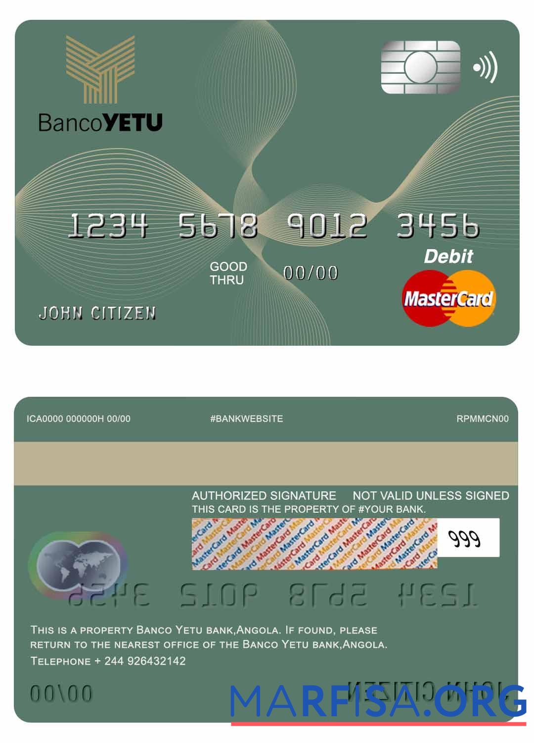 Ангола Banco Yetu Банковский master Дебет Карта предпросмотр