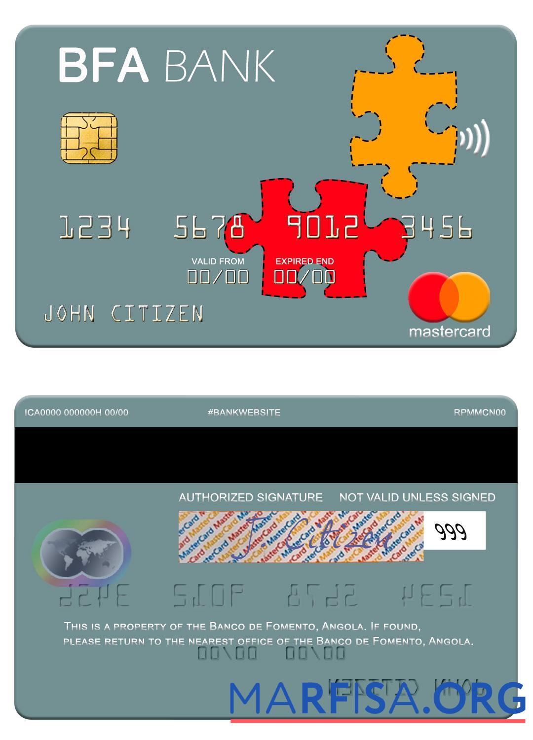 Ангола Banco de Fomento mastercard шаблон