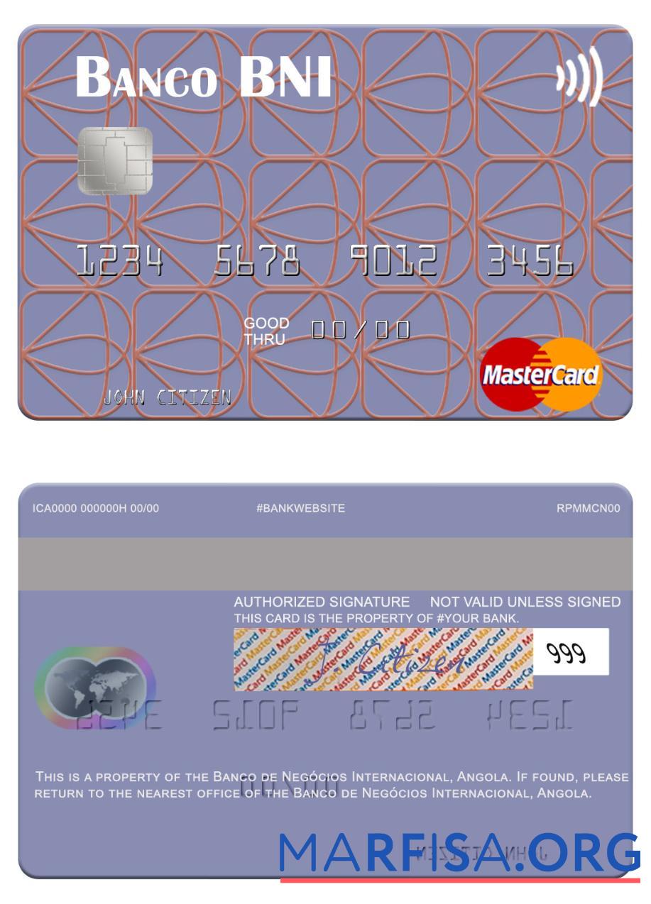 Ангола Banco de Nego╠ücios Internacional mastercard дизайн