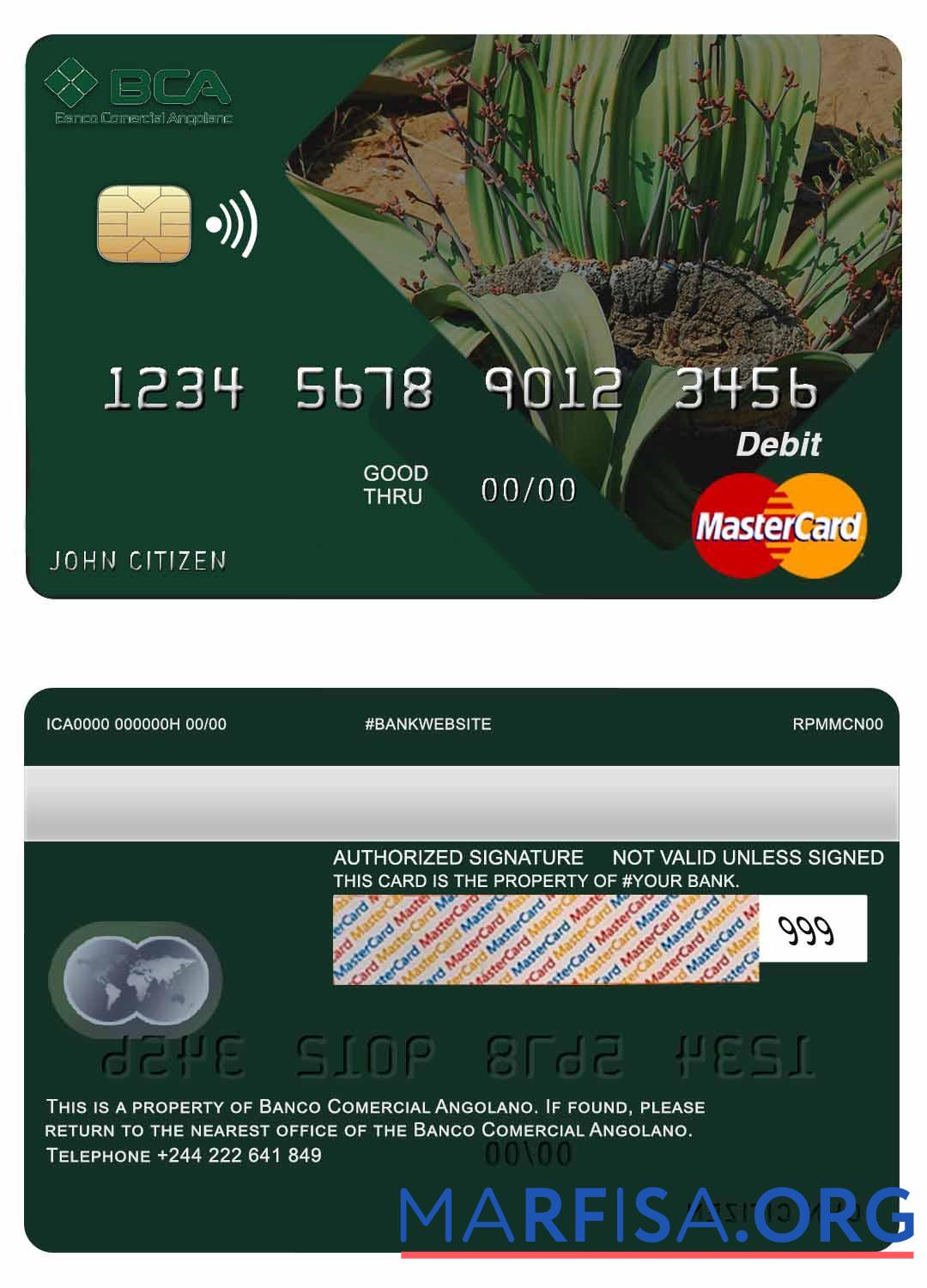Ангола Comercial Банковский mastercard шаблон