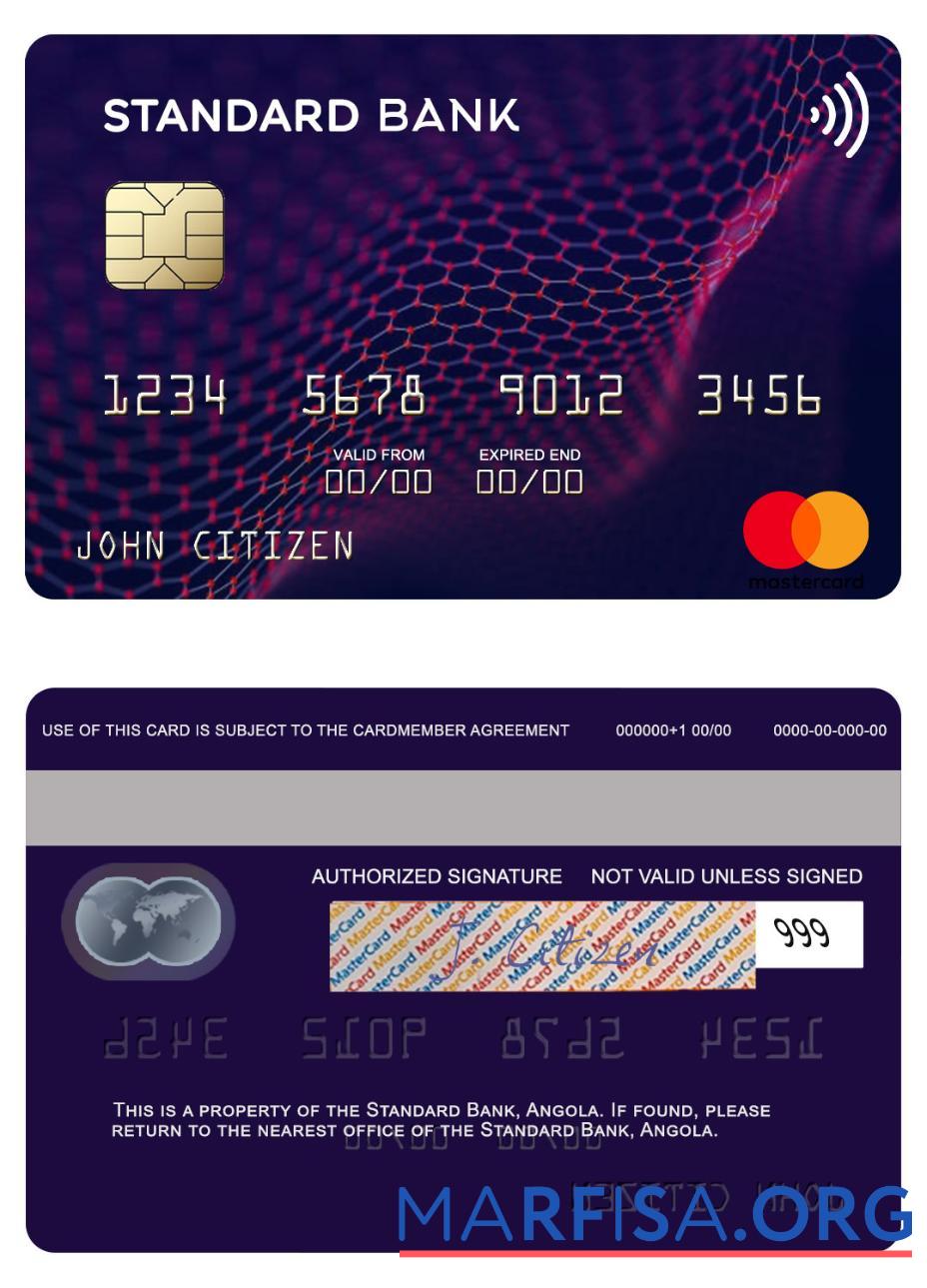 Ангола стандартный Банковский mastercard макет