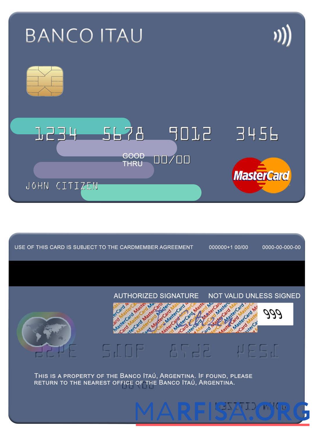 Аргентина Banco Itau╠ü Аргентина mastercard предпросмотр