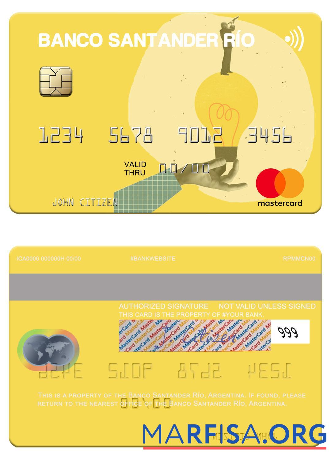 Аргентина Banco Santander Ri╠üo mastercard макет