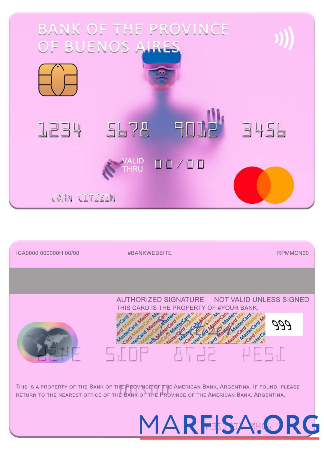Аргентина Банковский of the Province of Buenos Aires mastercard дизайн