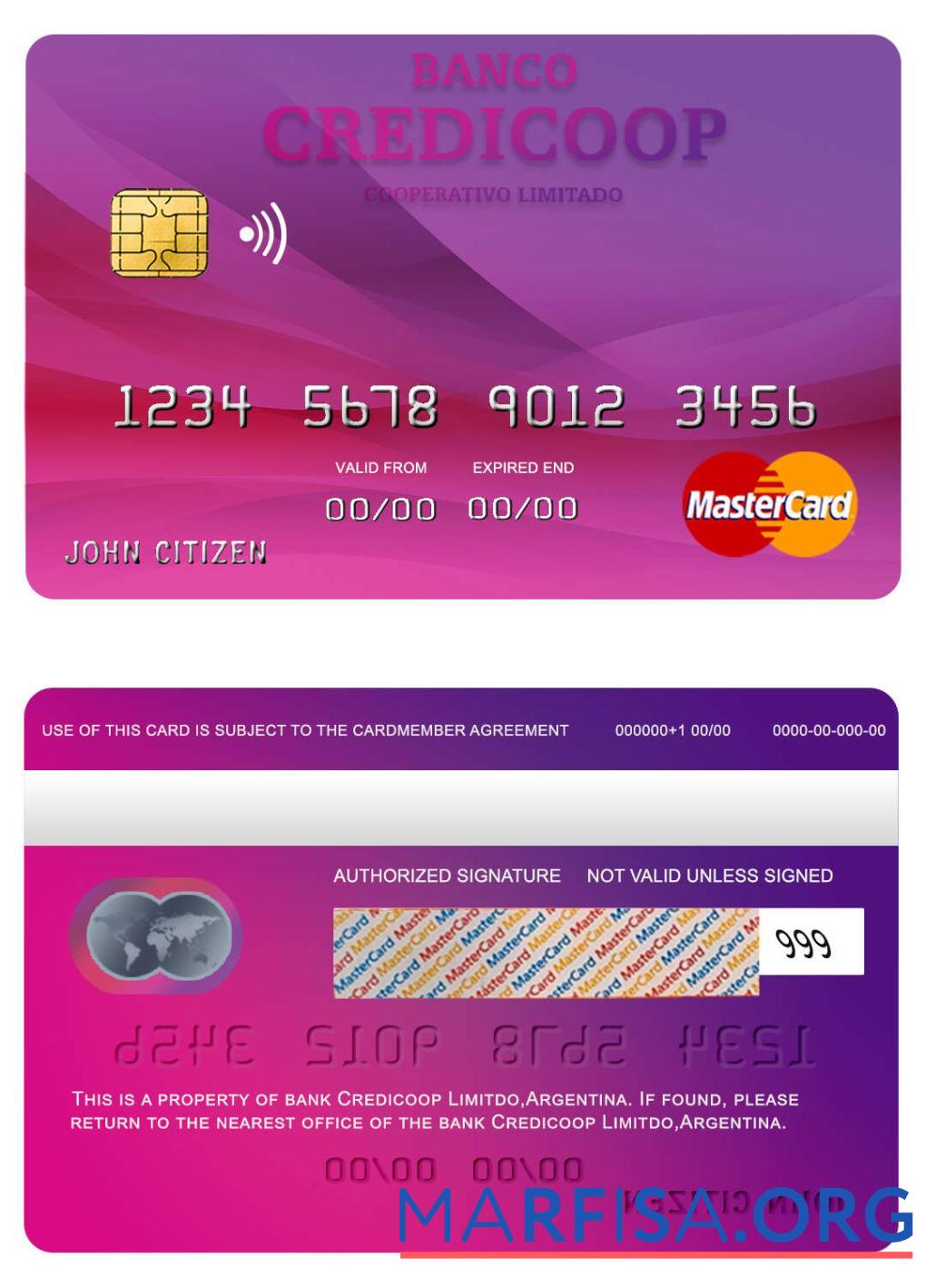 Аргентина Банковский Credicoop mastercard предпросмотр