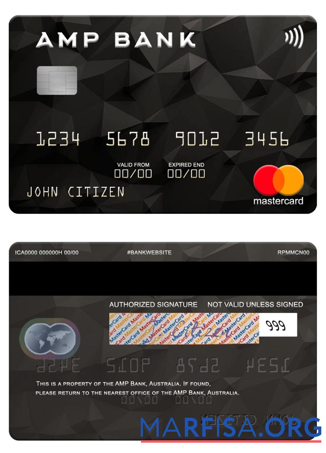 Австралия AMP Банковский mastercard дизайн