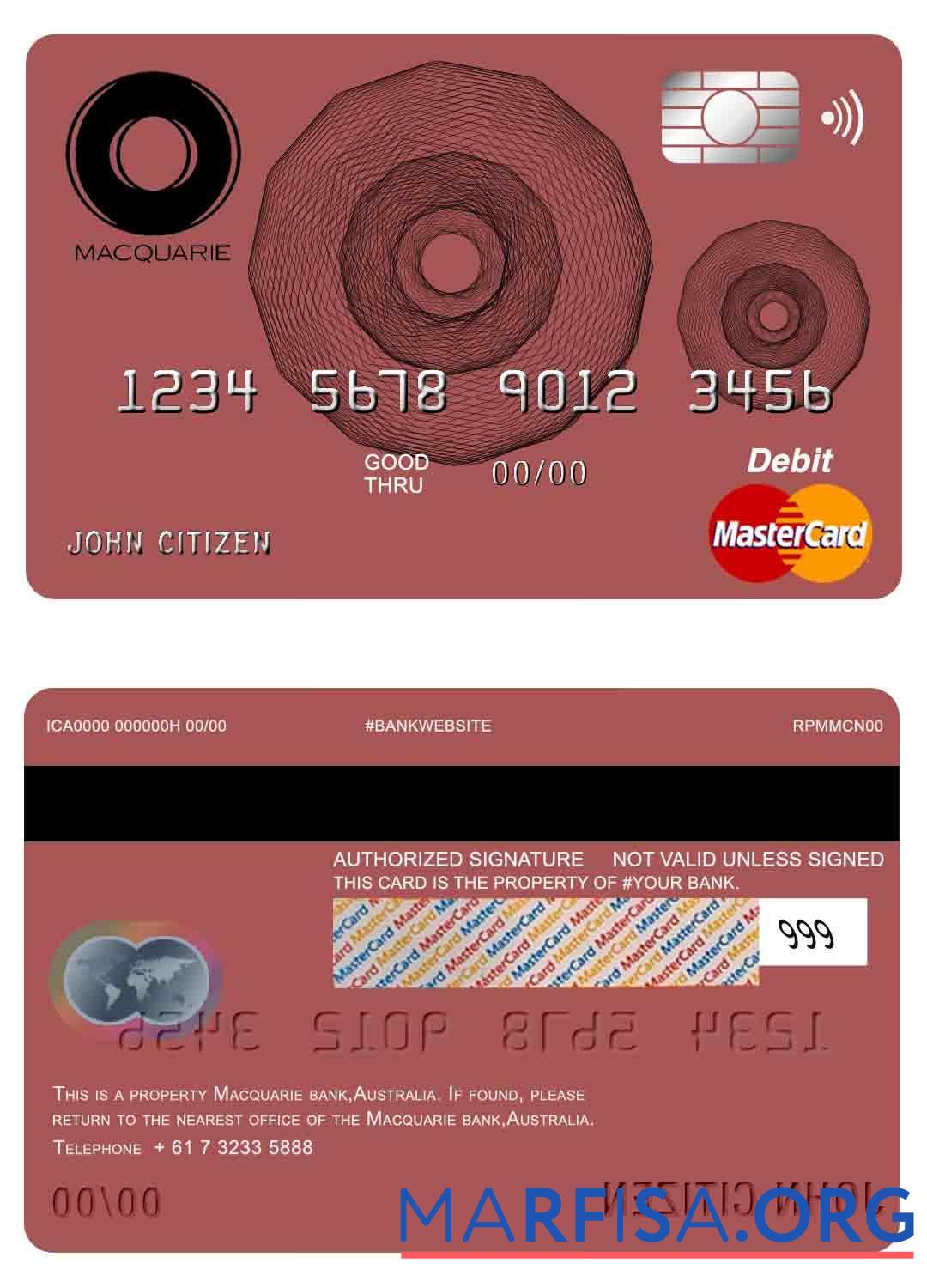 Австралия Macquarie Банковский mastercard предпросмотр
