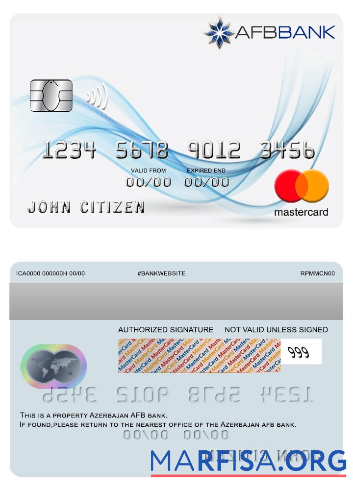 Азербайджан AFB Банковский mastercard шаблон