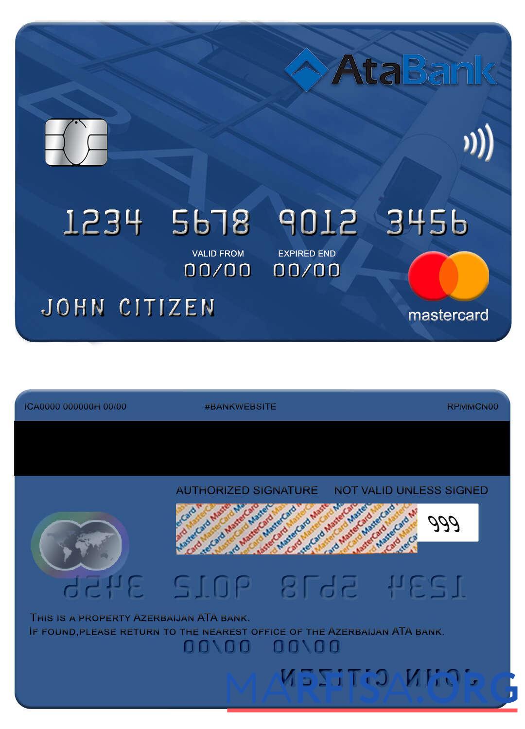 Азербайджан ATA Банковский mastercard макет