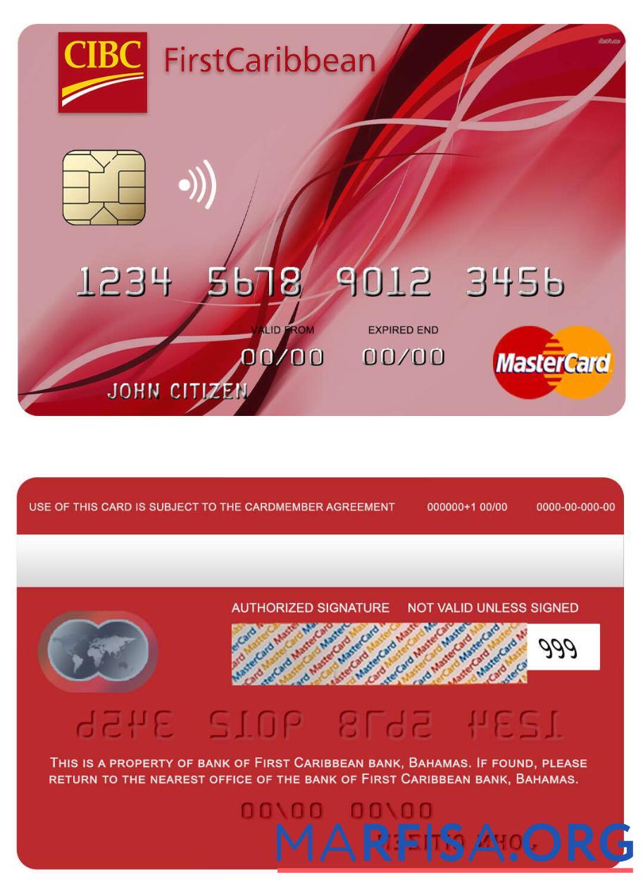 Багамы FirstCaribbean International Банковский mastercard дизайн