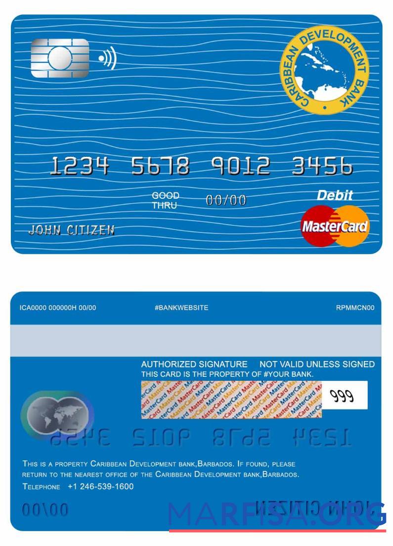 Барбадос Caribbean Development Банковский master Карта шаблон