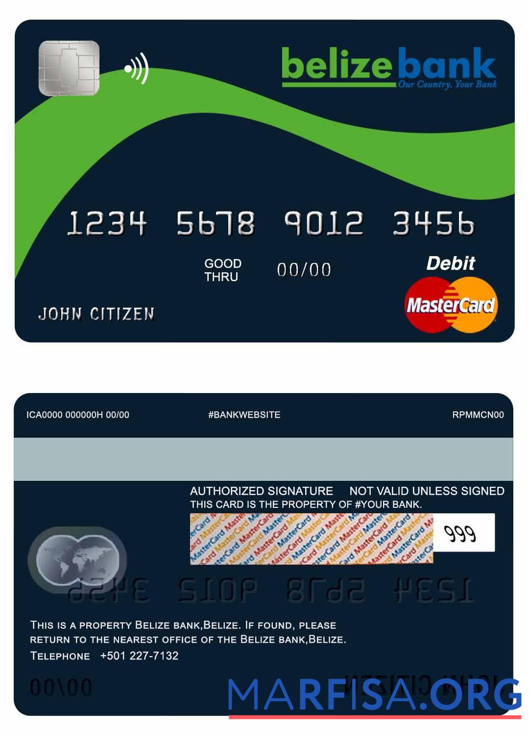 Белиз Белиз Банковский mastercard образец