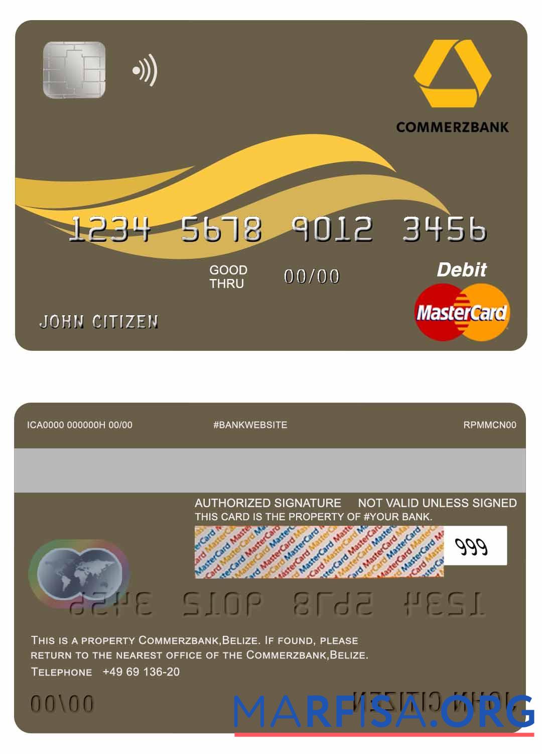 Белиз Commerzbank mastercard дизайн