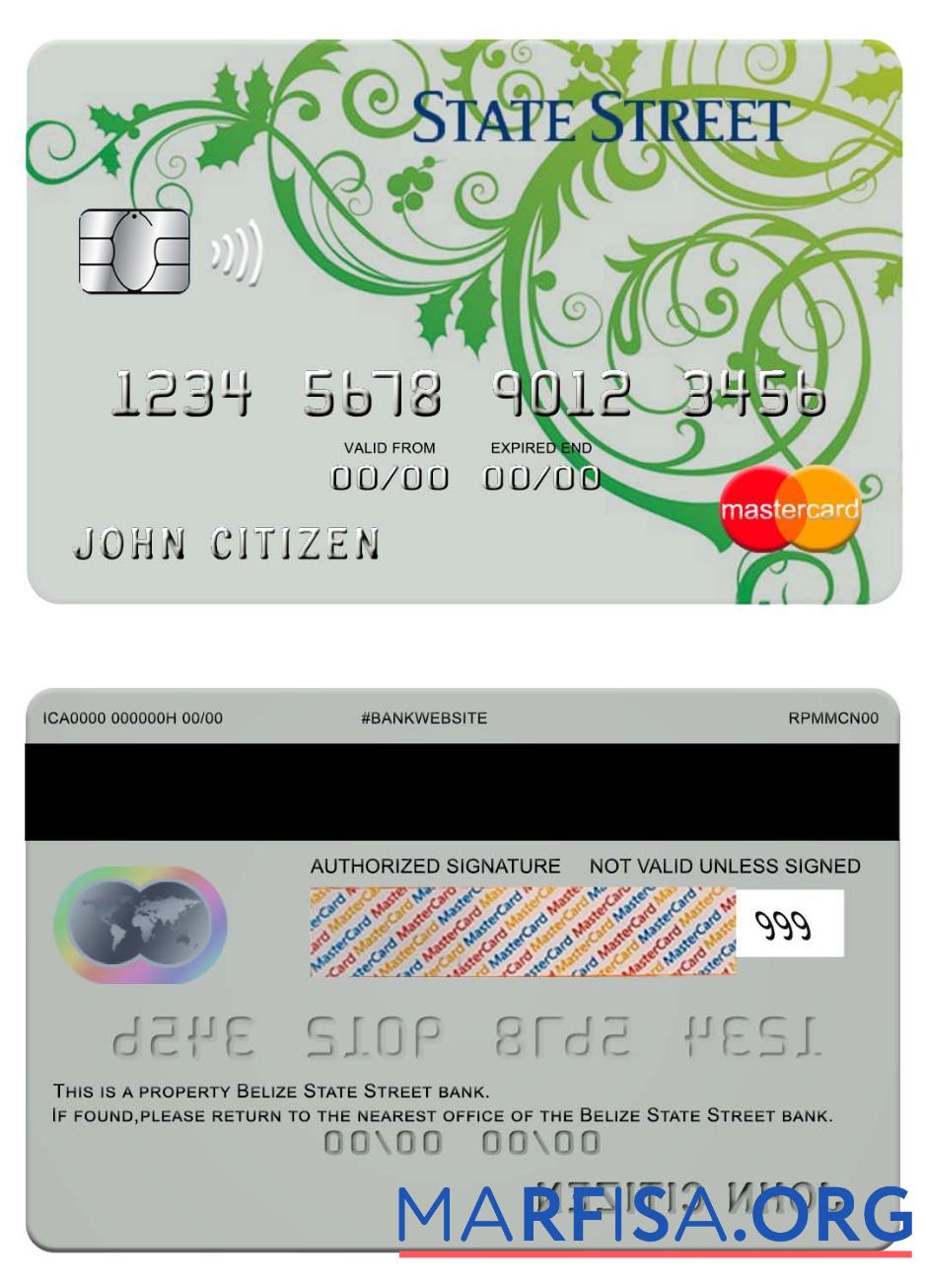 Белиз State Street Банковский mastercard дизайн