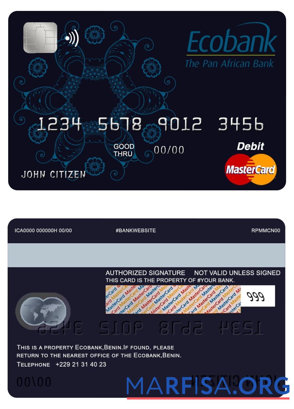 Бенин Ecobank mastercard макет