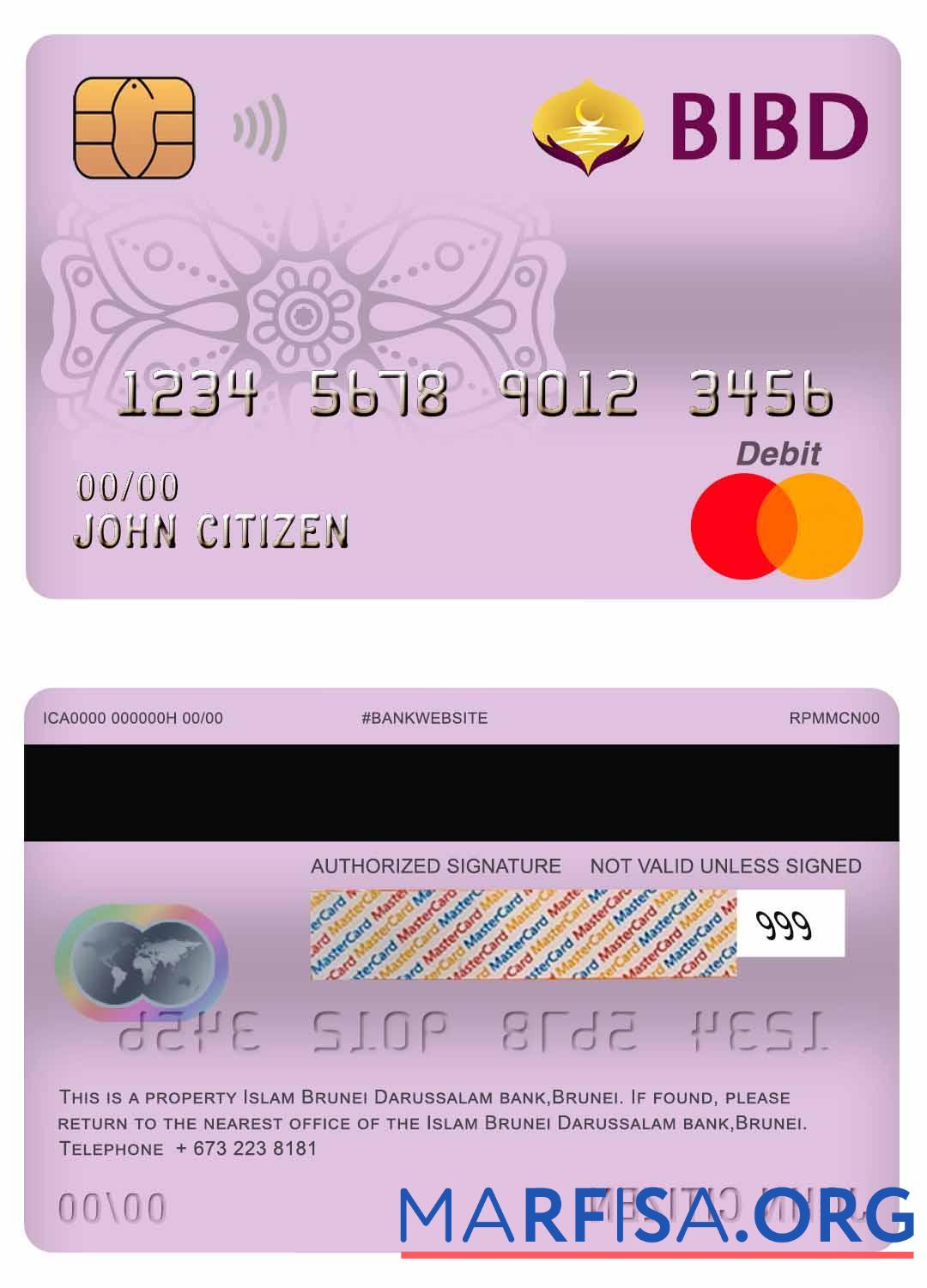 Бруней Банковский Islam Бруней Darussalam Банковский mastercard Дебет Карта предпросмотр