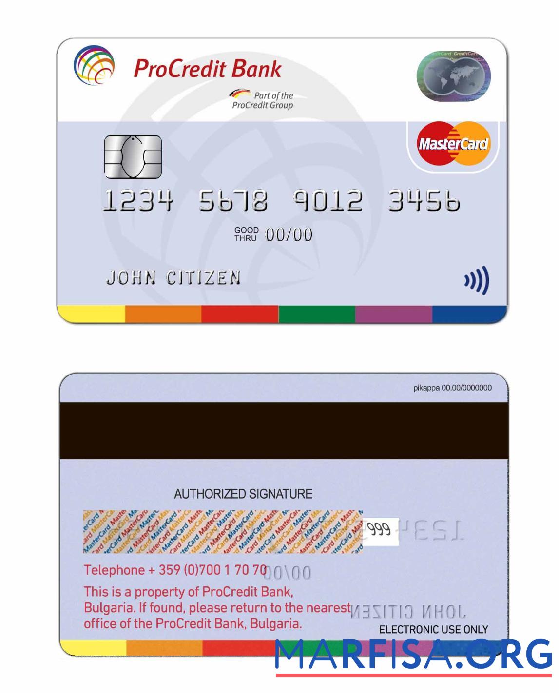Болгария ProCredit Банковский mastercard шаблон