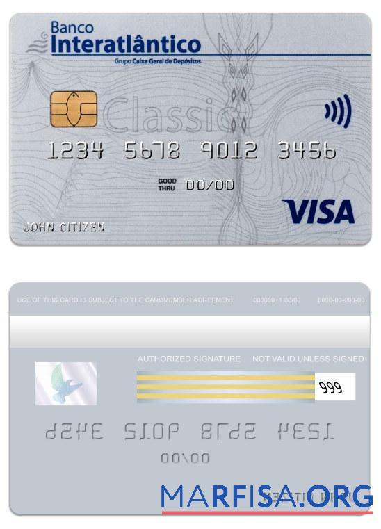Кабо-Верде Banco Interatiantico Банковский Виза classic Карта шаблон