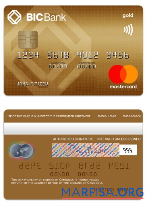 Камбоджа BICBank Кредит gold mastercard шаблон