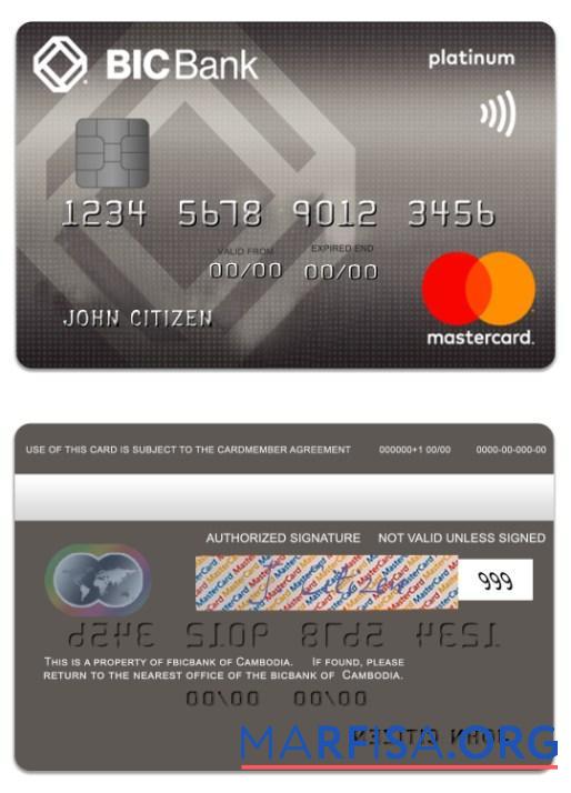 Камбоджа BICBank Кредит platinum mastercard макет