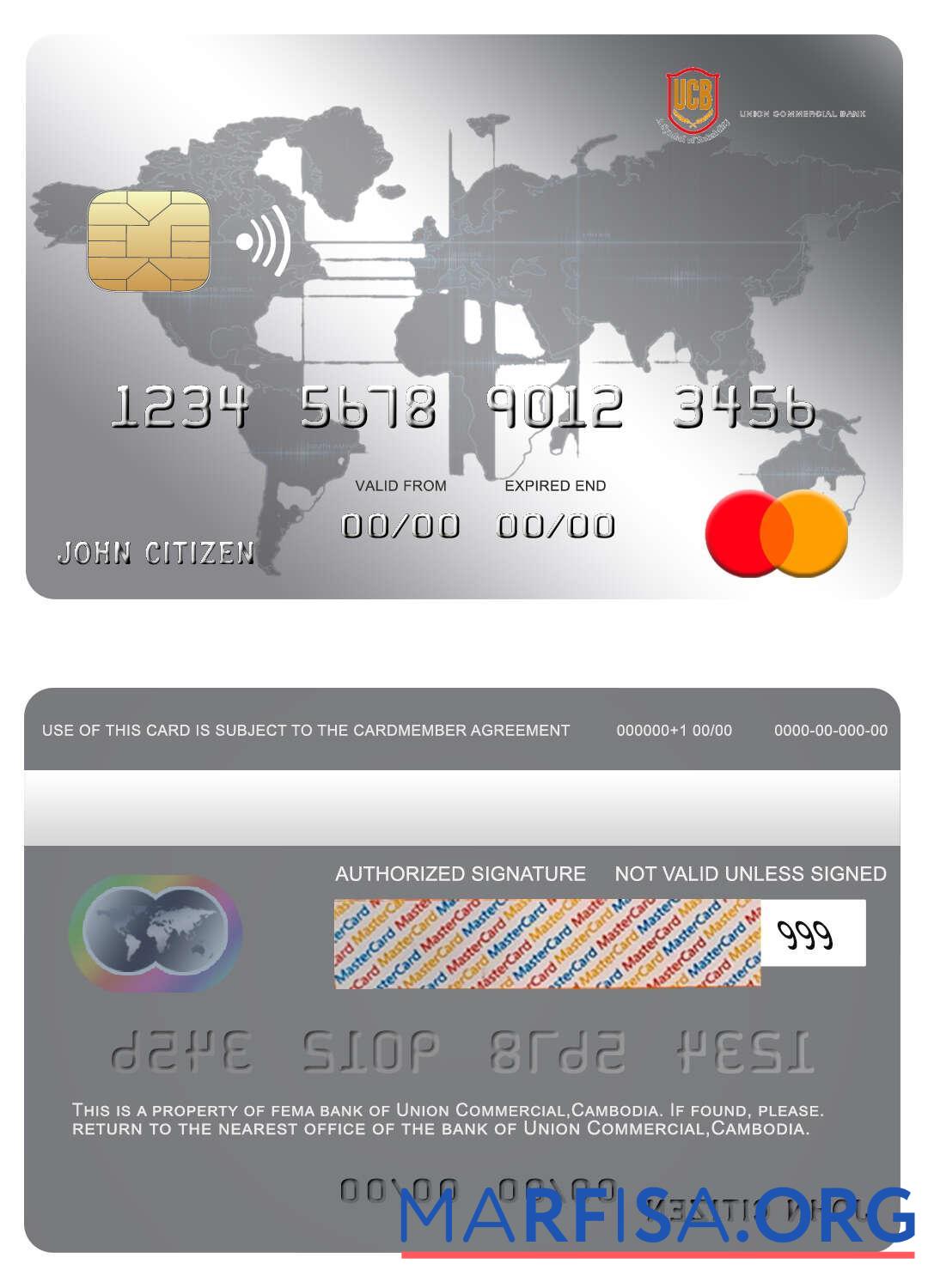 Камбоджа союз коммерческий Банковский mastercard образец