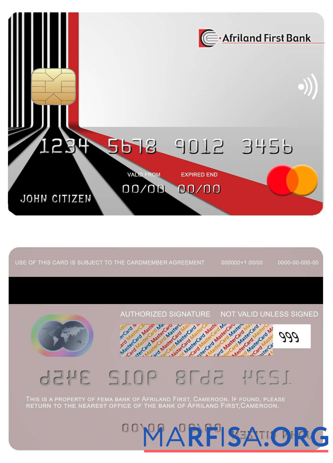Камерун Afriland First Банковский mastercard дизайн
