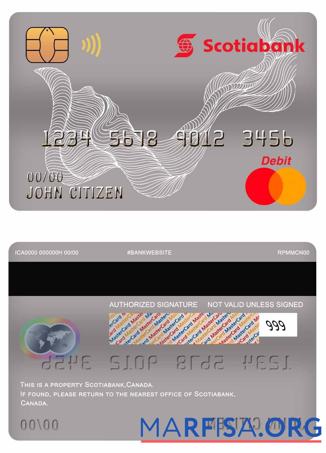 Канада Scotiabank mastercard Дебет Карта дизайн