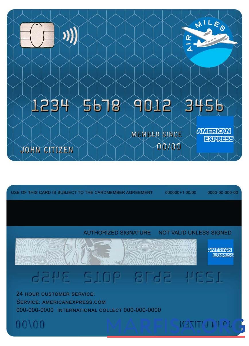 Канада american express air miles Кредит Карта образец