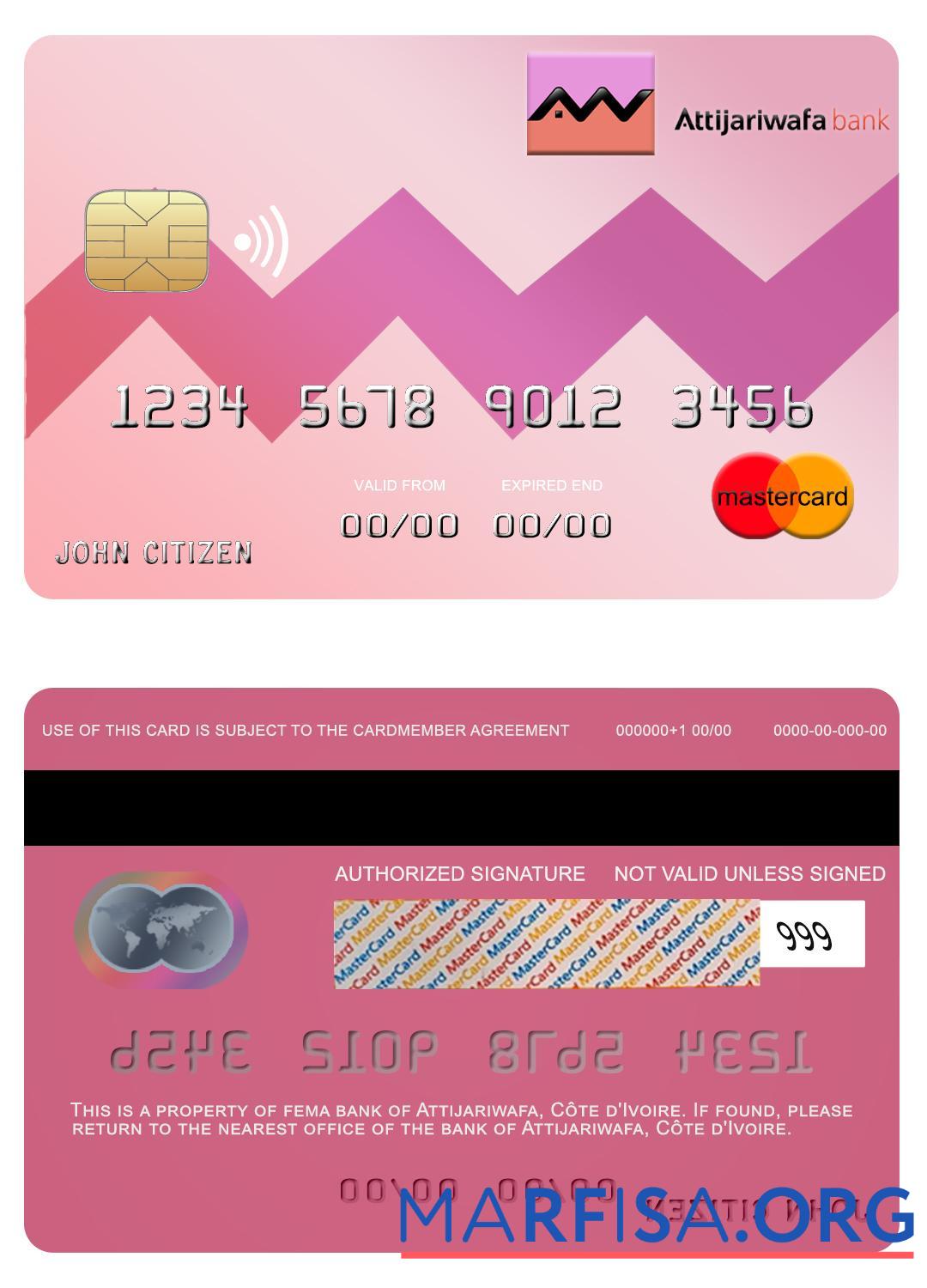 Co╠éte d'Ivoire Attijariwafa Банковский mastercard образец