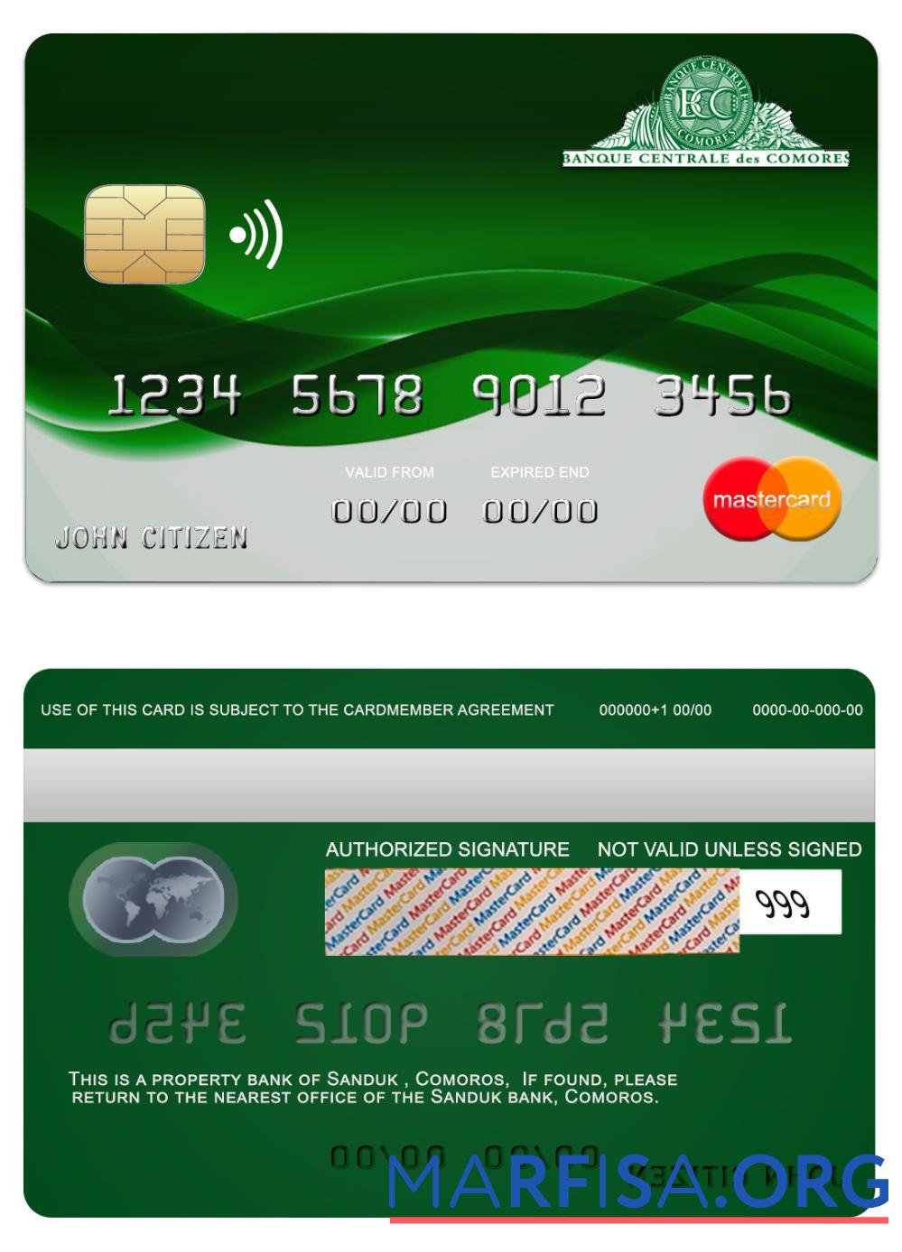 Коморы Sanduk Банковский mastercard предпросмотр