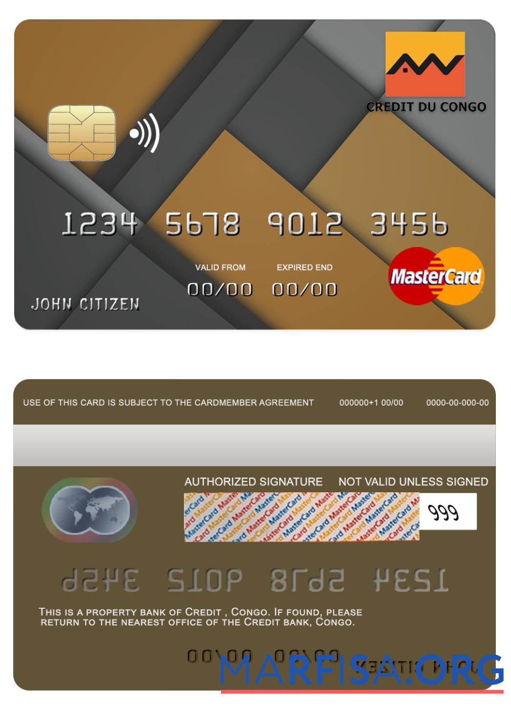 Конго Кредит Банковский mastercard шаблон