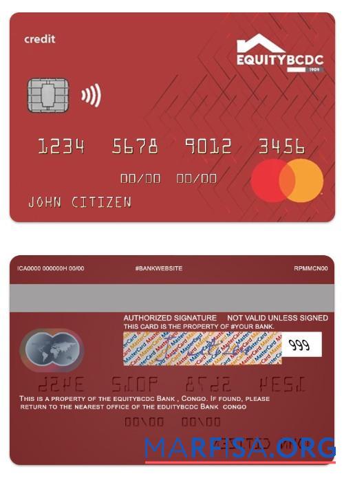 Конго EquityBCDC Банковский Кредит mastercard дизайн