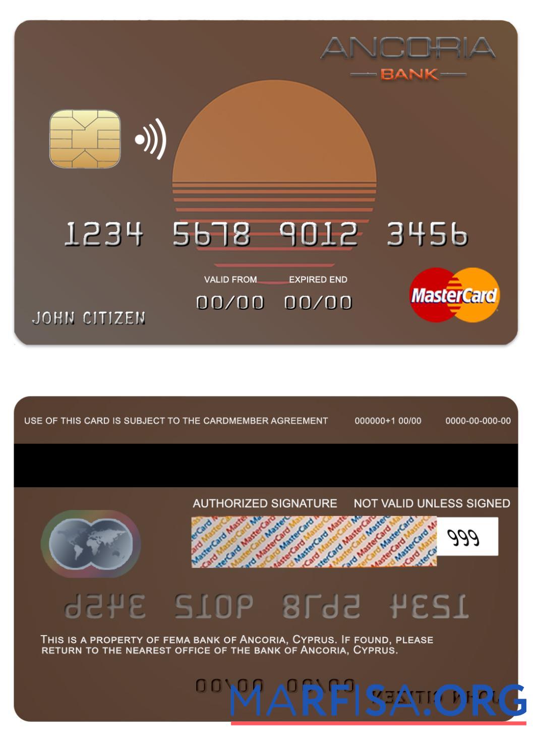Кипр Ancoria Банковский mastercard предпросмотр