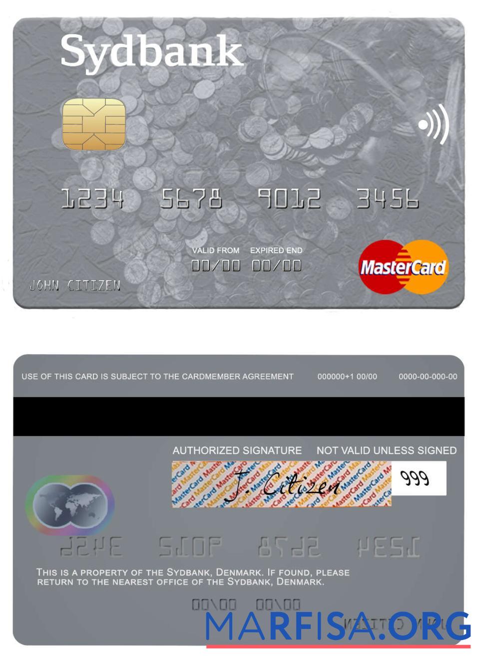 Дания Sydbank mastercard макет