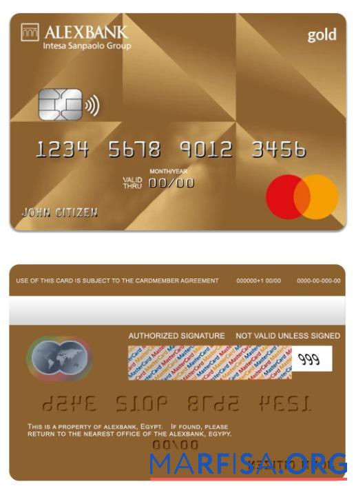 Египет Alexbank gold mastercard макет