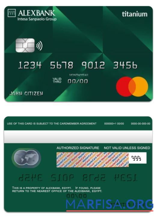 Египет Alexbank titanium mastercard шаблон