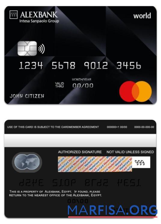 Египет Alexbank world mastercard образец