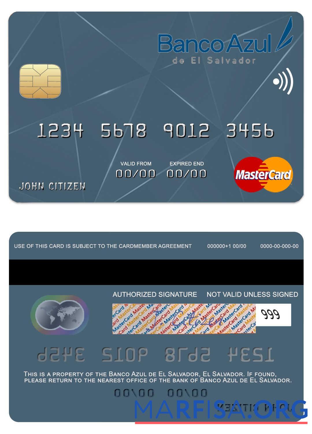 Сальвадор Banco Azul de Сальвадор mastercard предпросмотр
