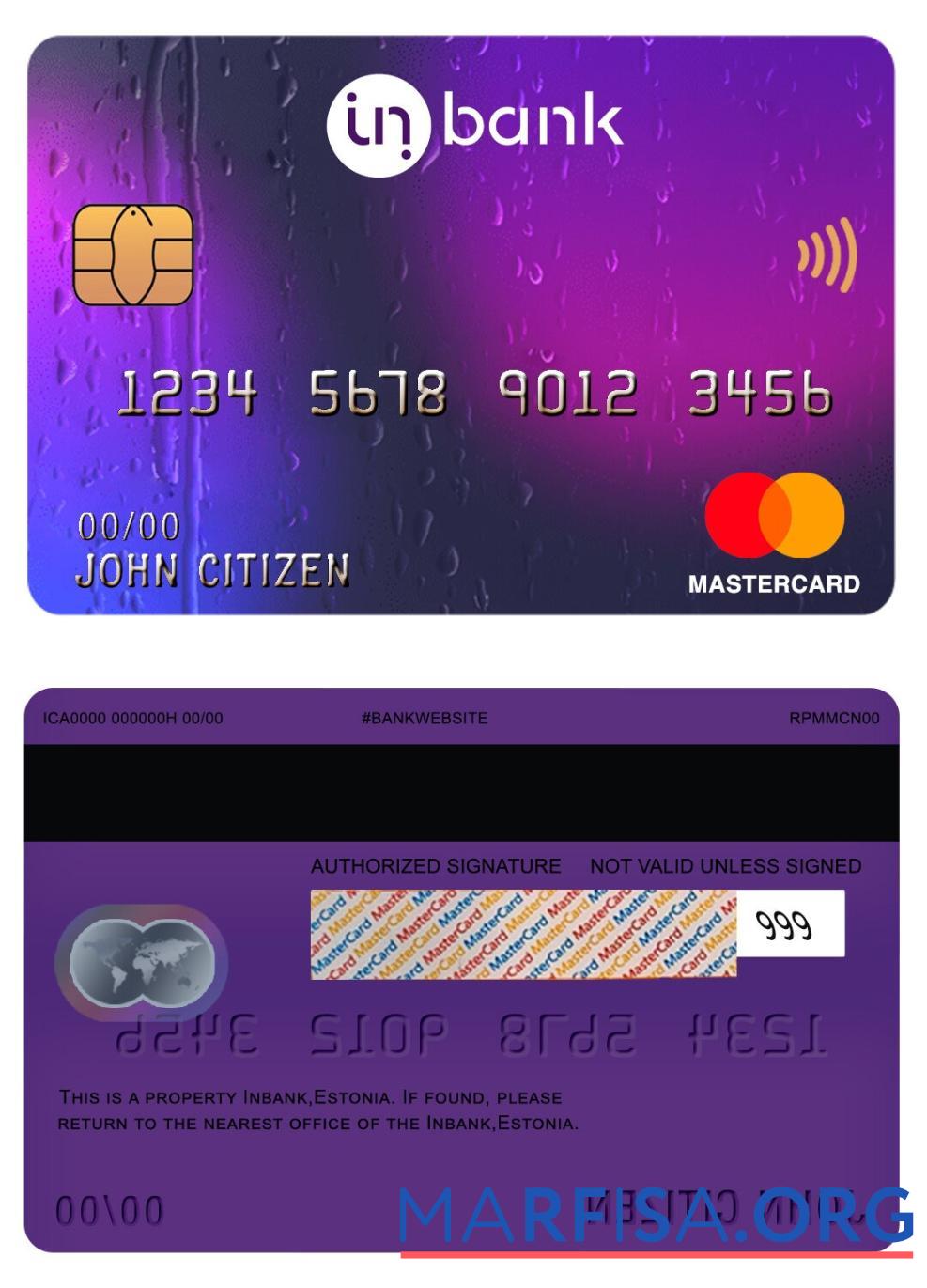Эстония Inbank mastercard макет