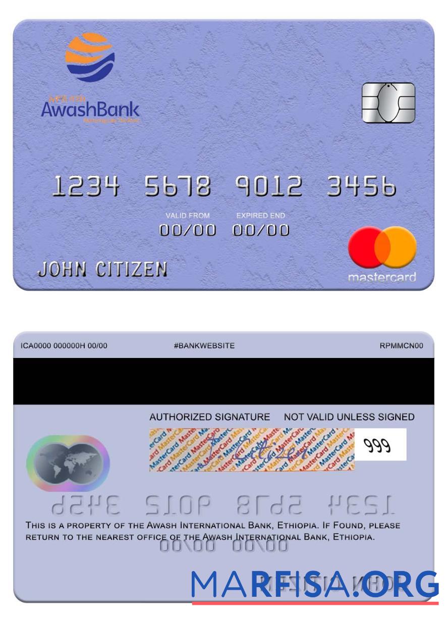 Эфиопия Awash International Банковский mastercard предпросмотр