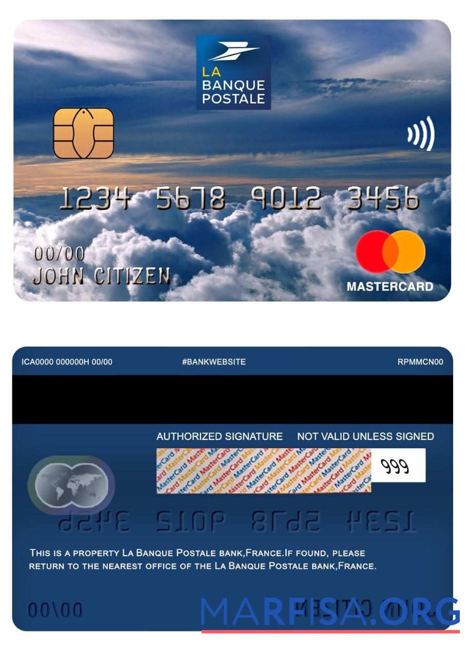 Франция la Banque Postale Банковский mastercard дизайн