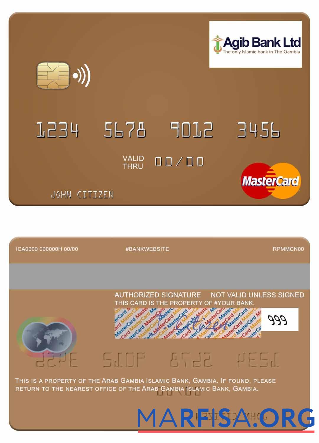 Гамбия Arab Гамбия Islamic Банковский mastercard образец
