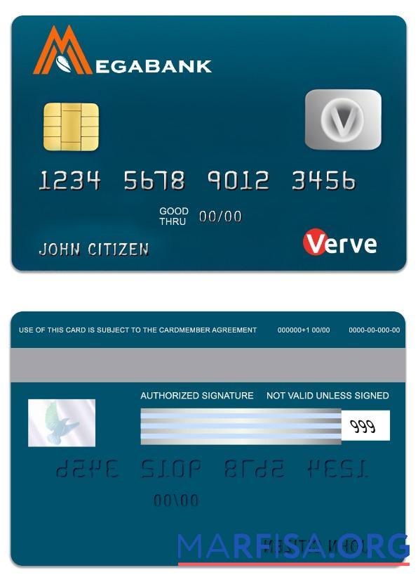 Гамбия MegaBank Verve Карта шаблон