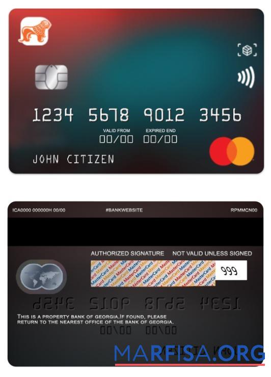 Грузия Банковский of Грузия standart mastercard макет