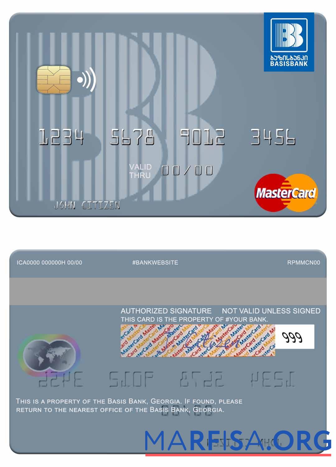 Грузия Basis Банковский mastercard дизайн